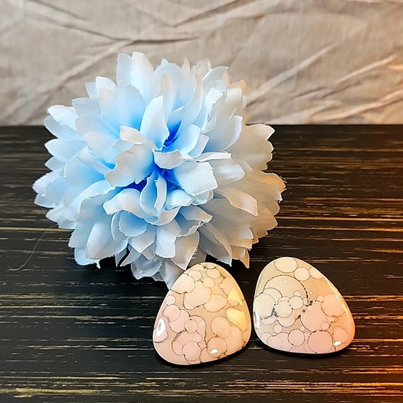 Vintage Earrings with Pink and Dark Gray Bubbles - Picture 1 of 2